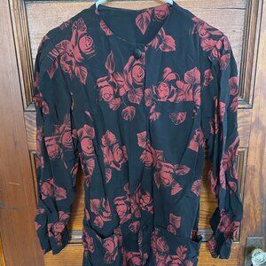 Black 80s jacket with red rose print